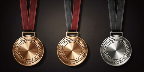 Golden medal award and victory concept, Success achievement concept generated by AI.