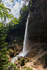 View of Pericnik waterfall in Slovenia