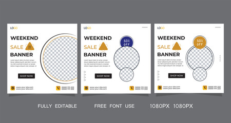 Special weekend sale banner template and social media post design