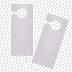 Blank white door hanger vector mockup. Empty car mirror hang tag realistic mock-up. Template for design - 595330085