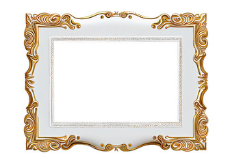 White picture frame with golden ornament. Generative AI 