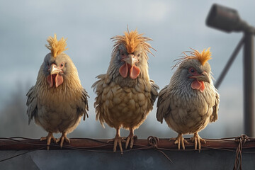Fototapeta premium Drei verrückte Hühner
