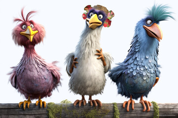 Fototapeta premium Drei verrückte Hühner