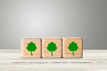 Carbon capture concept. wooden cubes on the desk