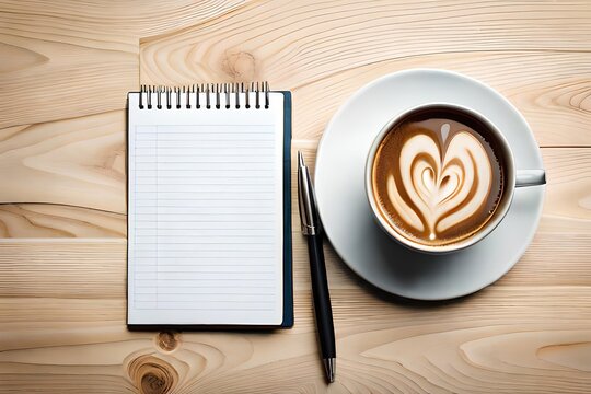 notebook and coffee cup, generative ai 