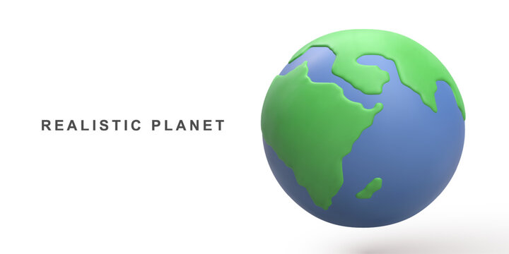 3D realistic planet on white background. Vector illustration.