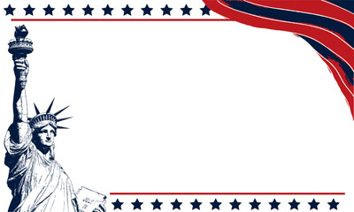 America theme background for patriotic day with copy space and liberty. Vector illustration