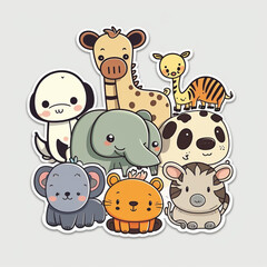 Sets of funny animals. stickers