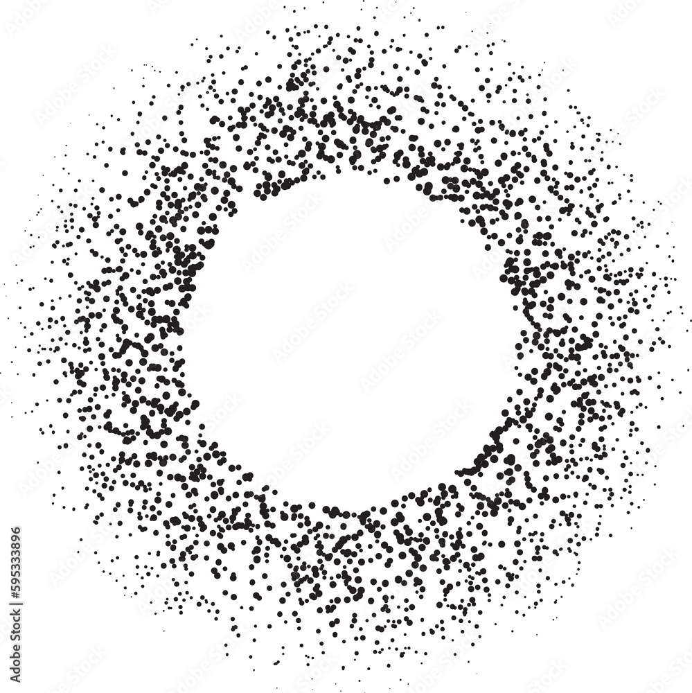 Poster dotted circle pattern. abstract halftone round. frame with random gradient gradation. grunge rings d