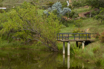 wooden bridge in the mountains
