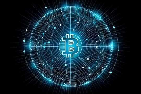 Bitcoin background. Blockchain crypto currency. Digital money exchange. Technology symbol Generative AI.