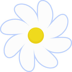 Daisy flower illustration. White chamomile cartoon retro design.