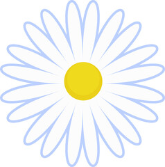 Daisy flower illustration. White chamomile cartoon retro design.