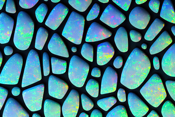 Opal stone abstract macro background. Iridescent rainbow opalescent pearl texture, created using Generative Ai technology