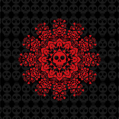 unique and cool mandala illustrations, ornaments, skull backgrounds.