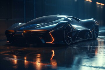 Fototapeta na wymiar A 3D illustration of a high-tech, futuristic sports car. Generative AI