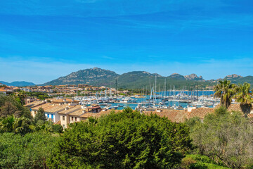 Fototapeta na wymiar A view of the boats in Porto Rotondo Marina