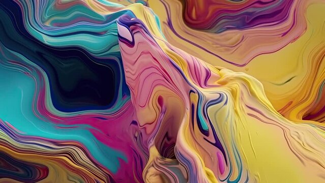 Liquid art background video, creative slow motion graphics with fluid art design and dissolving effect, mixing marble texture with paint material for business use