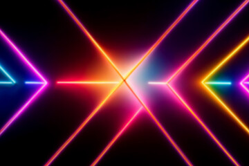 Neon lights retro cyberpunk lasers and light overlays isolated on black background