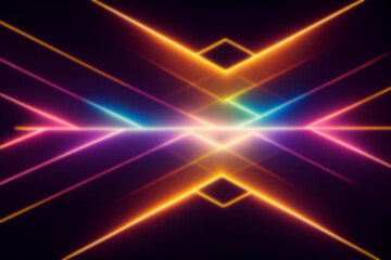 Naklejka premium Neon lights retro cyberpunk lasers and light overlays isolated on black background
