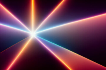Neon lights retro cyberpunk lasers and light overlays isolated on black background