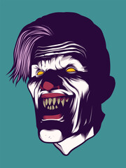 Evil Clown Showing his Sharp Teeth