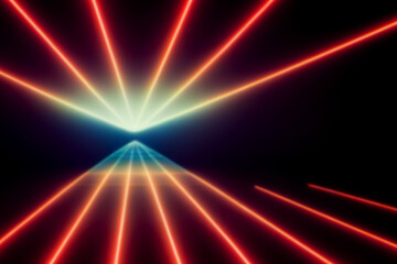 Fototapeta na wymiar Neon lights retro cyberpunk lasers and light overlays isolated on black background
