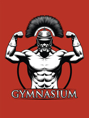 Bodybuilder Wearing Centurion Helmet Showing Off His Ripped Body