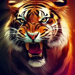 Obraz premium tiger head vector illustration