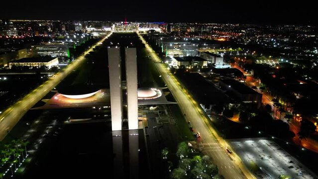 Aerial 4k video of the Chamber of Deputies in Brasilia, Federal District in Brazil.