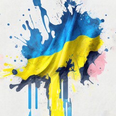 Ukrainian flag in watercolor style by Generative AI