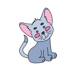 Cat character Vector color doodle illustration isolated on white background