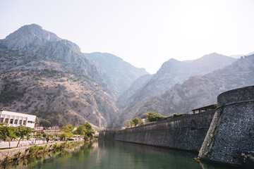 Obraz na płótnie Canvas Wall of ancient fortress in Old Town of Kotor, Montenegro