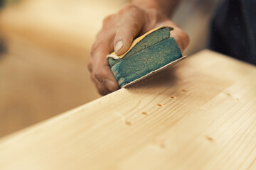 Fototapeta na wymiar Close-up shot of carpenter's hands