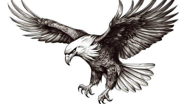 bird, eagle, animal, vector, illustration, wings, nature, flying, wildlife, feather, wild, tattoo, silhouette, wing, black, beak, hawk, falcon, cartoon, fly, head, crow, bald eagle, generative ai