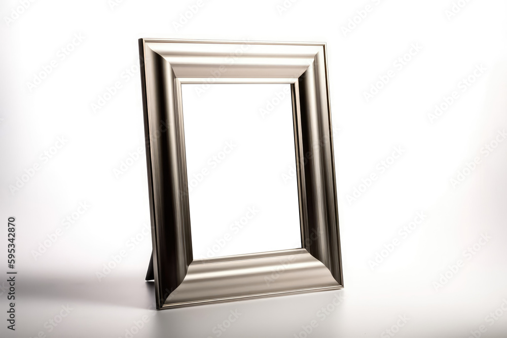 Poster brushed nickel frame with elegant simplicity. blank frame, png.. generative ai