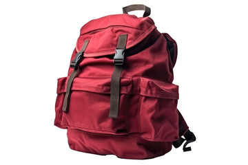 Backpack Red On Isolated Transparent Background, Png. Generative AI