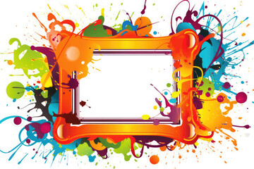 Bold And Bright Frame With Vivid Colors. Blank Frame, Png.. Generative AI