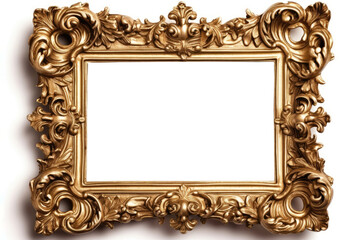 Ornate Gold Frame With Intricate Details. Blank Frame, Png.. Generative AI
