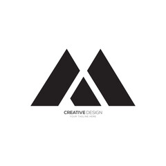 Letter A M or M A unique shape modern monogram elegant logo