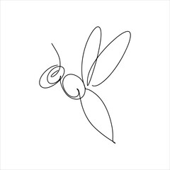 Bee drawn in one line. Tattoo art. Sketch. Continuous line drawing insect. Minimalist art. Vector illustration in doodle style.
