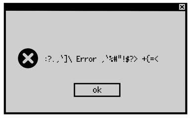 エラーメッセージのウィンドウのイラスト　ダイアログボックス　バグ　パソコン