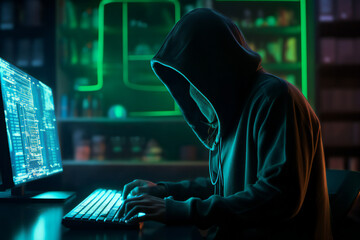 Faceless hacker: the matrix of advanced cybersecurity for protecting against hackers in dark hoodies