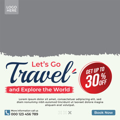 Tour post or Travel social media post template Design