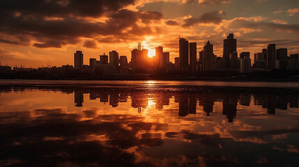 Fototapeta premium Sunset over the river