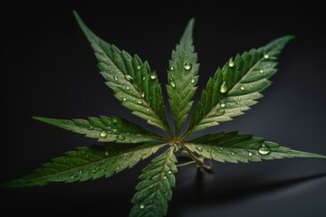 Single cannabis leaf on clear background. Generative AI