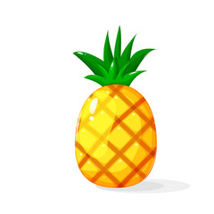 A pineapple. Vector flat design illustration of pineapple on white background