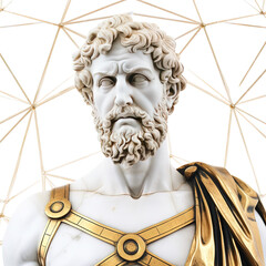 Une sculpture en marbre, statue d'une personne stoïcienne grecque ou romaine, représentant le...