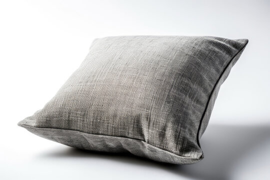 Gray Cushion On White Background. Generative AI