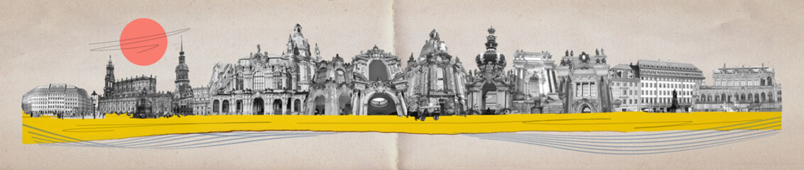 Collage of landmarks of Dresden, Germany. - obrazy, fototapety, plakaty